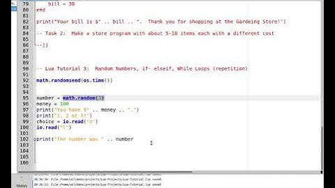 Lua Tutorial 3: Random Numbers, If-Else, While Loops