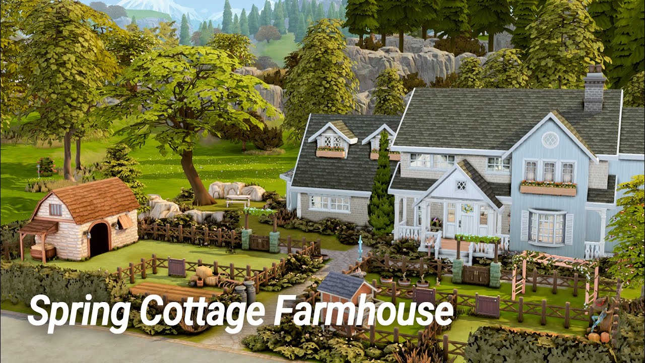 Spring Cottage Large Farmhouse | The Sims 4 Stop Motion Build No CC