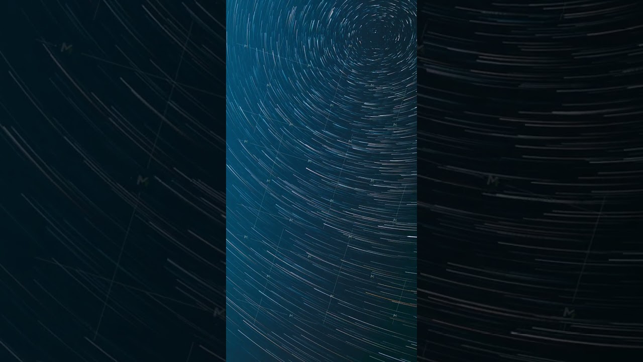 4k Hyperlapse. Spin Of Unusual Amazing Stars Effect In Sky. Meteors Trace On Night Dark Blue Sky