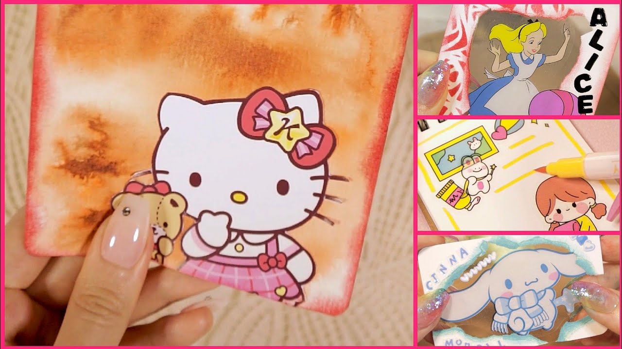 ASMR Kawaii Journal & DIY Scrapbooking✨️(hellokitty, cinnamoroll, alice)