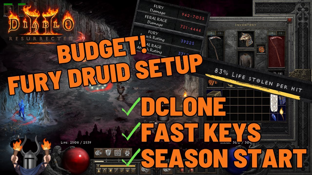 Diablo 2 Druid Guide BUDGET FURY TRAVINCAL REAPER KEY FARMER!🐺
