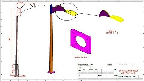 #Street light pole design with solidworks decorative type arm bracket design Street light pole#