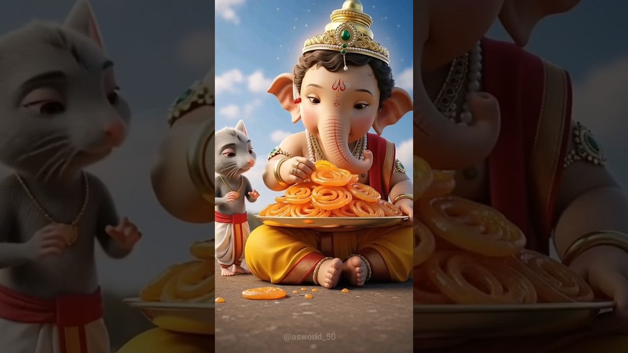 मुश्क गणेश जी के लिए बाजार से जलेबी लेकर आते है 