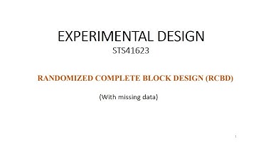 Randomized Completely Block Design ( with one missing value- Calculations with example