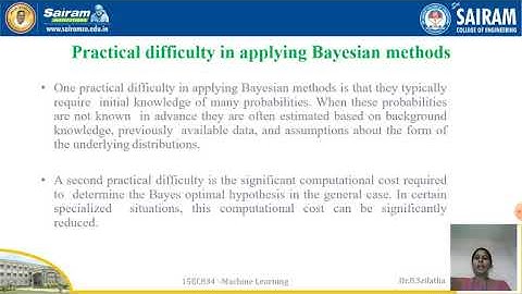 Lecturevideo_15EC834_Module 3_Introduction about bayesian learning algorithm_Dr.B.Srilatha