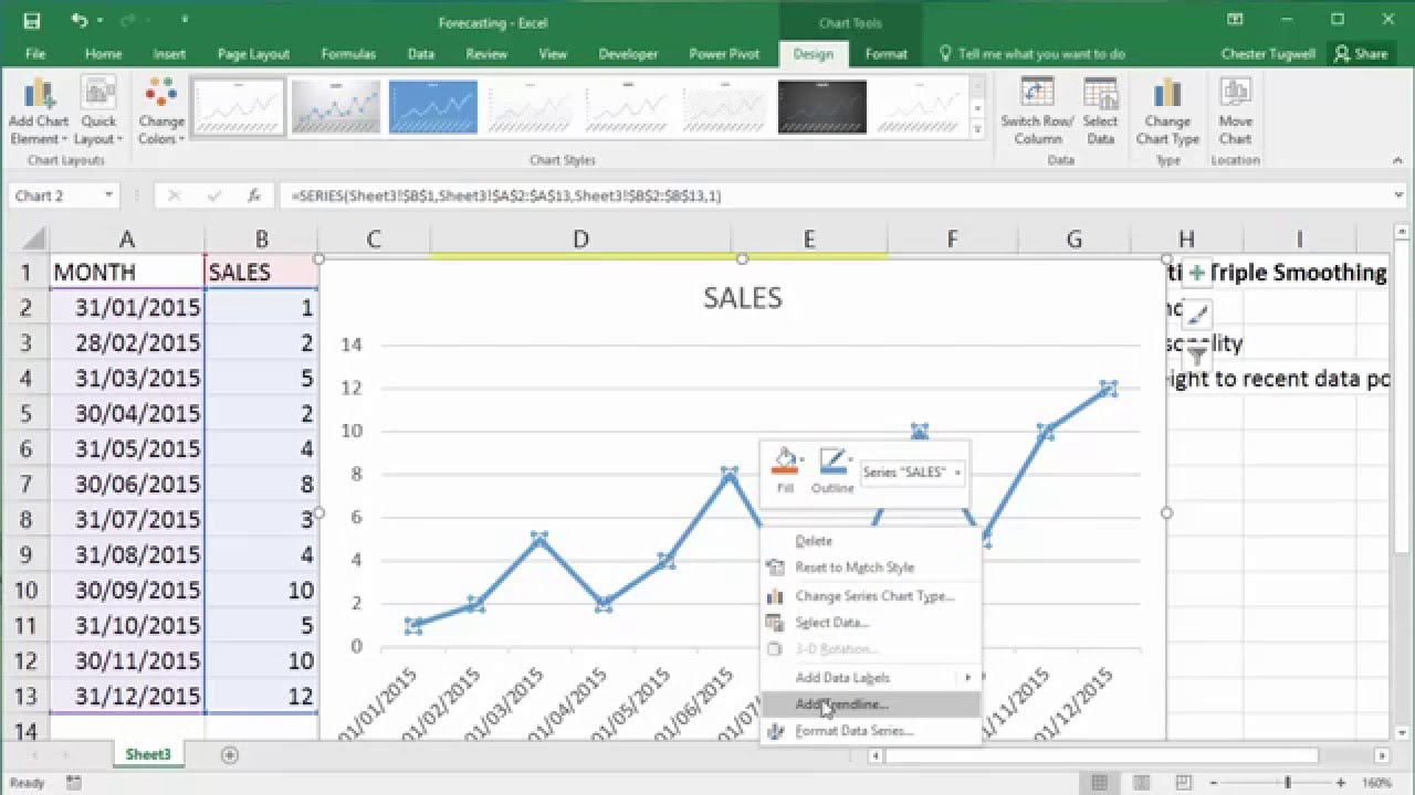 equation of the regression line excel 2013