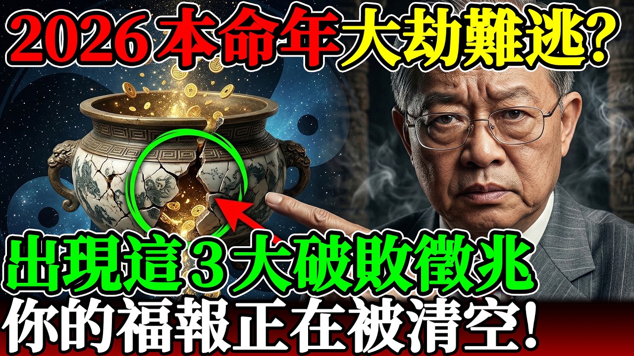 2026本命年大劫難逃？易經揭秘：出現這3大破敗徵兆，你的福報正在被清空！#曾仕強 #易經 #本命年 #2026運勢 #屬馬 #國學智慧 #因果報應 #風水 #轉運 #離火運 #人生哲理
