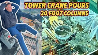 Watch a Tower Crane Pour HUGE 20 Foot Columns!