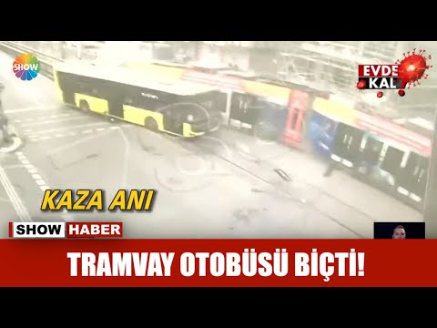 Tramvay otobüsü biçti!