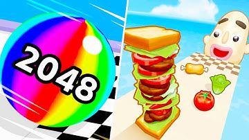 Ball Run 2048 | Sandwich Runner - New Update!! - All Levels Gameplay Android,iOS
