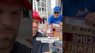 “What is woke?” At a democrat protest trying to have a conversation #Trump #Maga