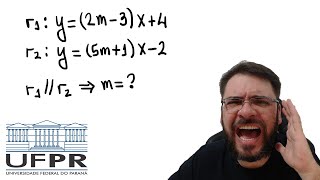 UFPR\/2026 The parallel lines 𝒓1 and 𝒓2 in the 𝒙𝒚-plane are given by the equations y=(2m-3)x+4 and...