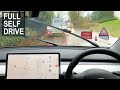 self driving through flooded roads, i was shocked! | Tesla Autopilot FSD V10 in the UK