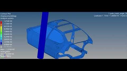 Side Pole Car Crash Simulation - Pole is at 75 degree