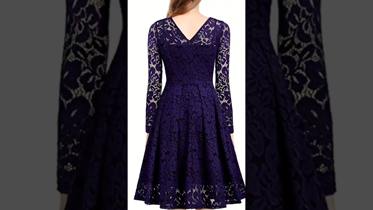 Women Dresses Evening Floral V-Neck Long Sleeve Midi Dress Bodycon A-line Evening Dress