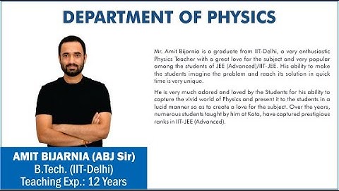Introduction of Amit Bijarnia Sir (ABJ sir) - Physics Faculty on Competishun Platform