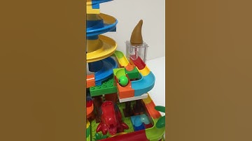 Satisfying Building Blocks Marble Run Surprise! Giant dinosaur and spiral block coaster! Short Video