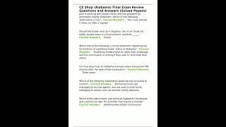 CE Shop Alabama Final Exam Review Questions and Answers Solved Papers pdf