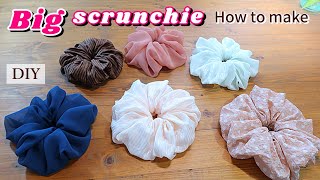 【BIGシュシュの作り方 】- How to make BIG Scrunchie - DIY.如何制作大发箍