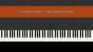 Sholawat Badar Karaoke Piano - Female Version | Karaoke Lirik | Piano Synthesia