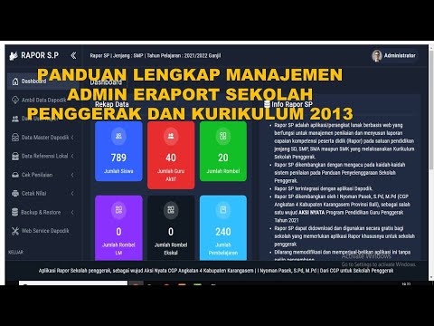 PANDUAN LENGKAP ADMIN ERAPORT SEKOLAH PENGGERAK DAN KURIKULUM 2013