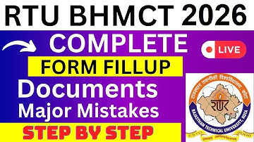 RTU BHMCT 2026 Application Form - RTU BHMCT Registration 2026| How To Fill RTU BHMCT 2026 Form