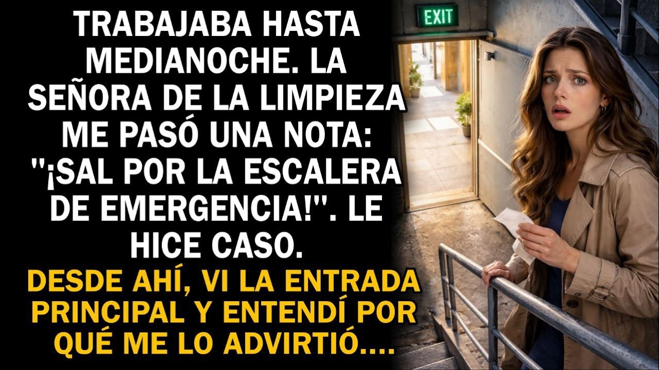 Medianoche en la oficina. La limpiadora: «Sal por la escalera». Vi la entrada y entendí...