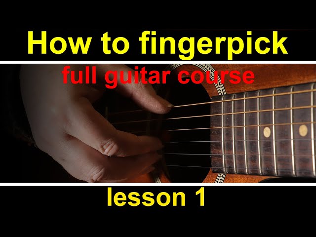 Guitar Lesson 1, how to play fingerstyle guitar. (GCH Guitar Academy fingerpicking guitar course) class=