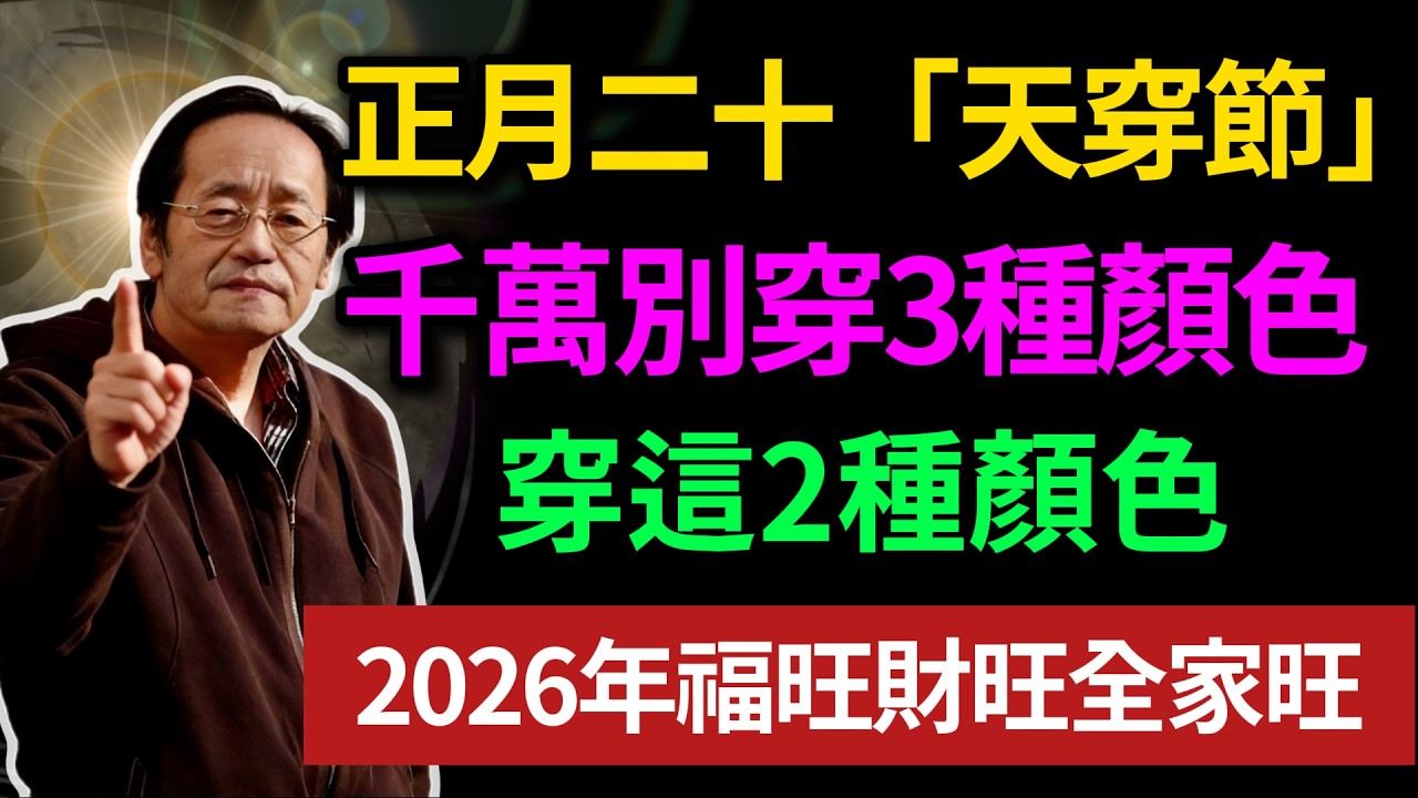 正月二十天穿節，千萬別穿這 3 種顏色，穿這 2 種顏色，2026 年福旺財旺全家旺#倪海廈 #天穿節#女娲 #風水改運 #招財秘訣 #生肖運勢