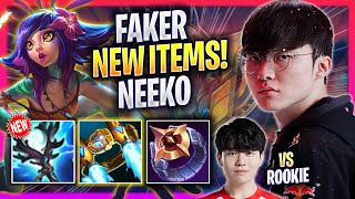 FAKER TRIES NEEKO WITH NEW ITEMS vs ROOKIE!  T1 Faker Plays Neeko MID vs NIP Rookie Leblanc!