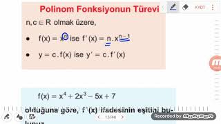 Polinom Fonksiyonların Türevi