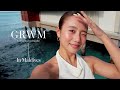 【GRWM】モルディブの海を目の前に準備🏝️ ツヤ感たっぷりヘルシー日焼けメイク☀️🤍