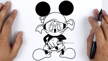 HOW TO DRAW BATTERED SUICIDE MOUSE (MICKEY) | Friday Night Funkin (FNF) - Easy Step By Step Tutorial