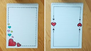 تزيين الدفاتر | تزيين الدفتر على شكل قلب|رسومات لتزيين الدفاتر | easy notebook border design