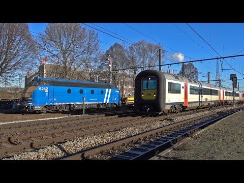 Trains at Schaarbeek station, Belgium