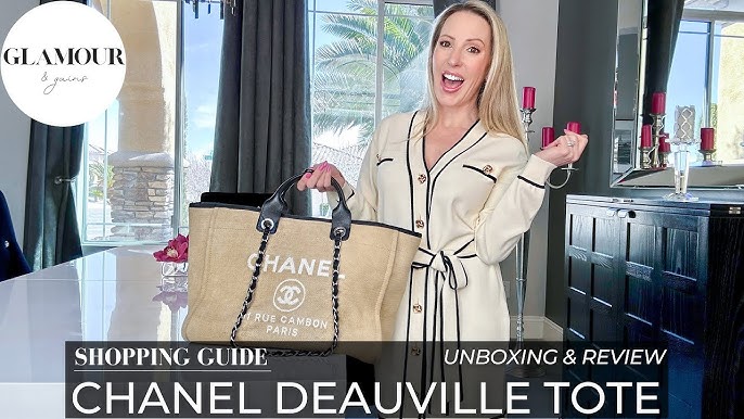 CHANEL Deauville Large Canvas Tote Bag Beige