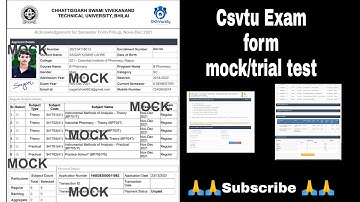 Csvtu Exam Form Mock/Trial test filling || Exam form Nov -Dec mock test ... only final year
