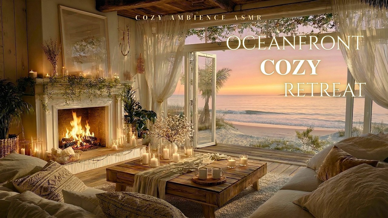 Oceanfront Cozy Retreat 🔥 Warm Fireplace and Sea Waves for Relaxation & Rest