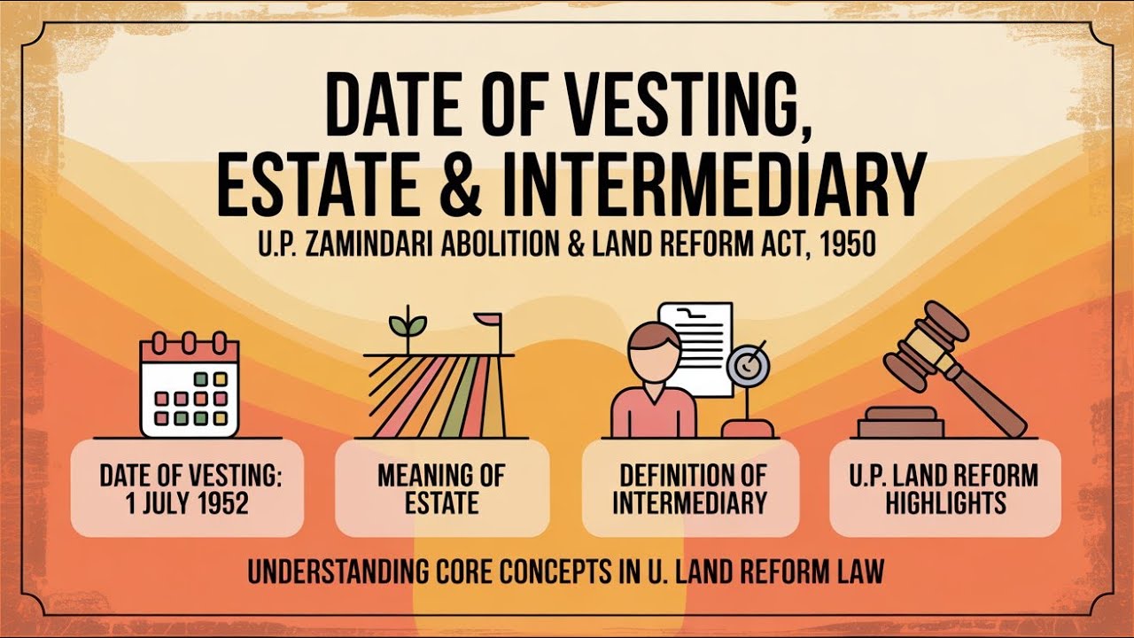 3. Date of Vesting, Estate & Intermediary Explained | UP Zamindari Abolition & Land Reform Act 1950.