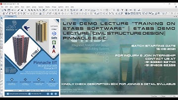 Live Demo Lecture "Training on ETABS Software" || ETABS DEMO LECTURE || CIVIL STRUCTURE DESIGN.