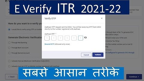 How to E-verify ITR using Aadhaar otp | online ITR everification | E-verify ITR  through Addhar OTP
