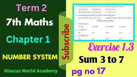 7th standard maths term 2 chapter 1 Number System Exercise 1.3 pg no 17 sum 3 to 7