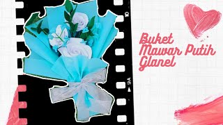 BUKET BUNGA MAWAR PUTIH FLANEL TERBARU