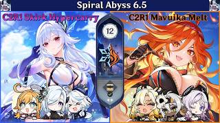 Not even a speedrun | C2R1 Skirk Hypercarry &amp; C2R1 Mavuika Melt | SA 6.5 - Floor 12 9 stars [GI 原神]