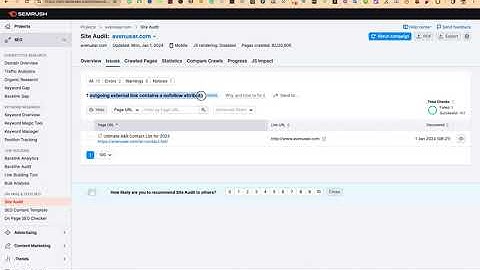 Outgoing external link contains a nofollow attribute - Semrush Audit