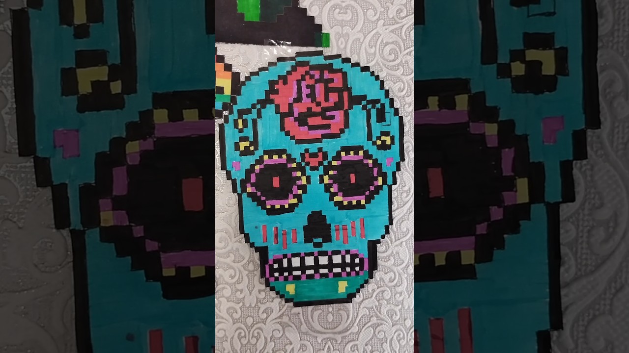 Pixel art ideas skull for the day of the dead