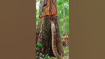 When Cutting Trees Leads to a Snake Surprise #treecutting #chainsaw #woodworking #shortsvideos