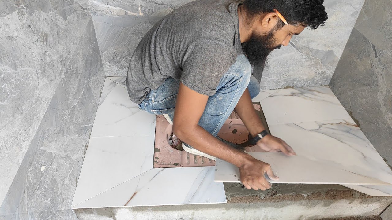 Indian toilet seat tiles install || इंडियन टॉयलेट में टाइल्स लगाने का आसान तरीका ||