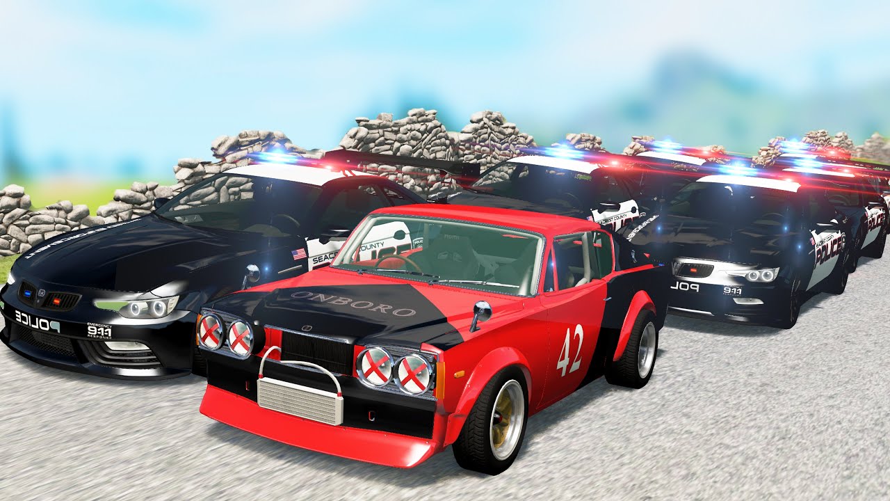 Police Chases vs Sports Cars crashes 18 Beamng drive YouTube