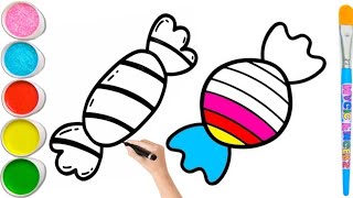 Draw a Easy Candy 🍬 Drawing,Painting and Colouring Step by Step for kids and toddlers Video